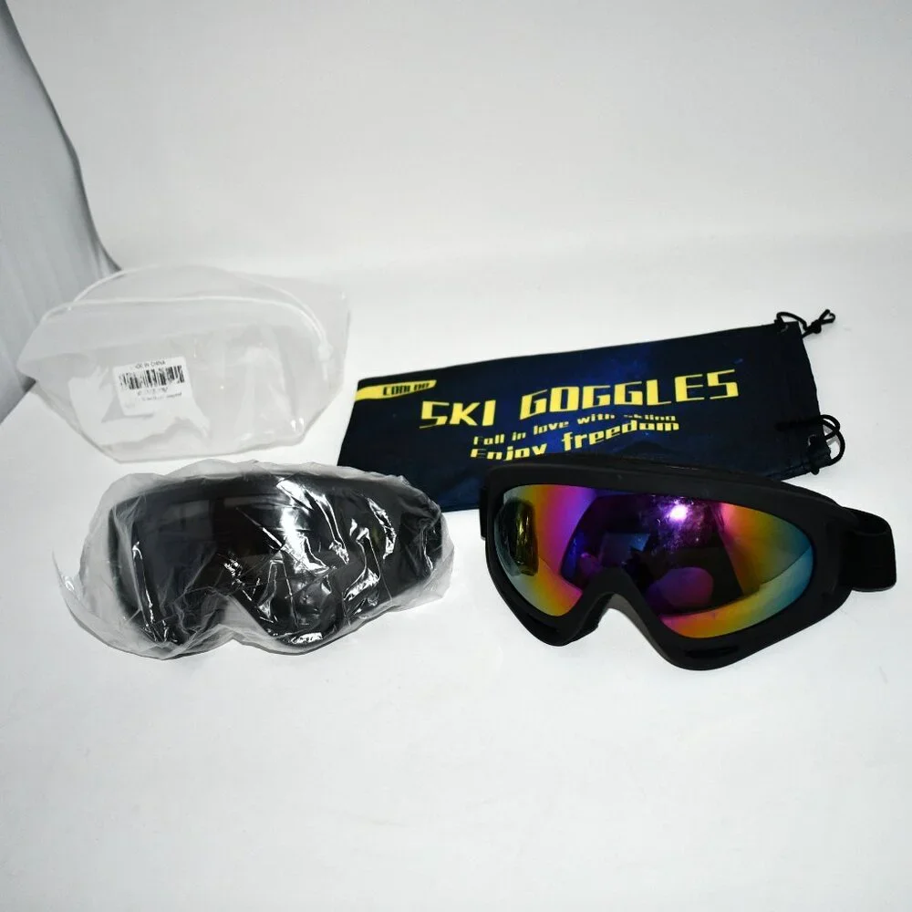 COOLOO Ski Goggles 2 Pack Snowboard Snow Goggles, UV Protection, Anti-Fog, NWT B